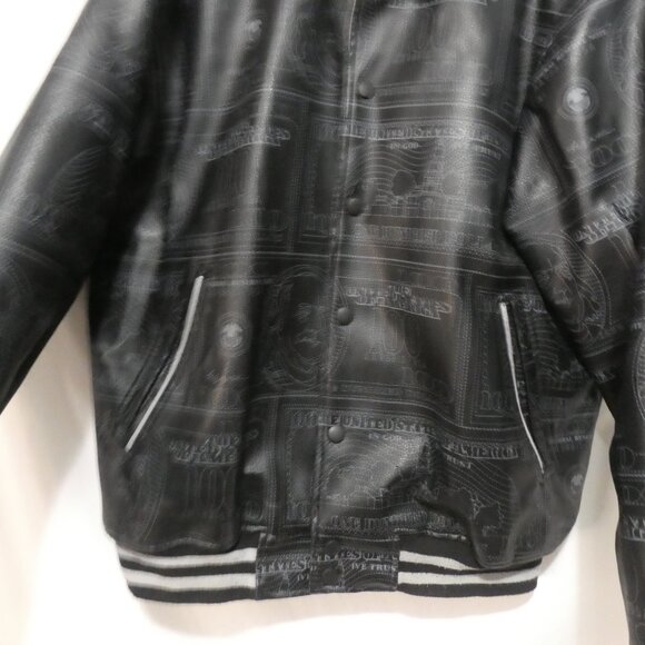 MORISSEY | xl - extra large | Faux Leather Printed Jacket | Striped Cuffs - Picture 7 of 16